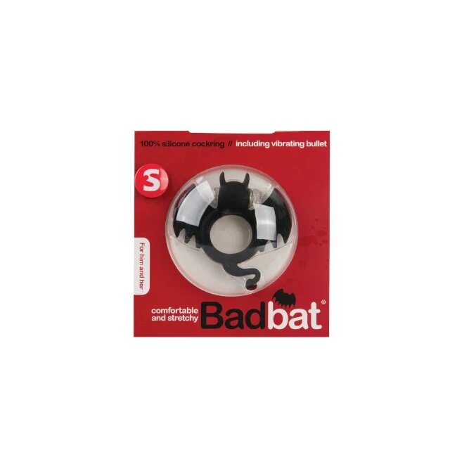 S LINE Inel pentru penis S-LINE BadBat din silicon în formă de liliac cu vibrator bullet inclus pentru stimularea clitorisului negru