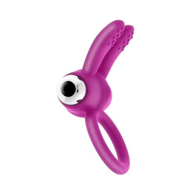 S PLEASURES Inel vibrator pentru penis Duo Flap Ring design în formă de iepuraș bullet detașabil din silicon moale roz