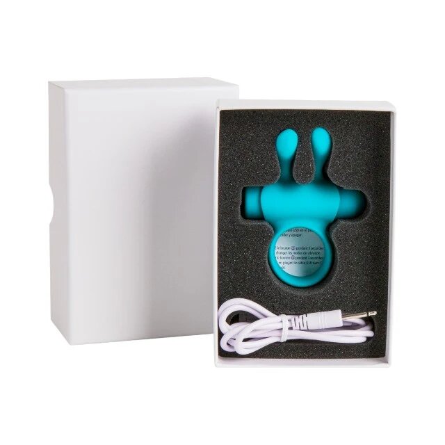 S PLEASURES Inel vibrator pentru penis Rabbit Ring cu urechi de iepuraș vibrator detașabil 10 funcții de vibrație albastru