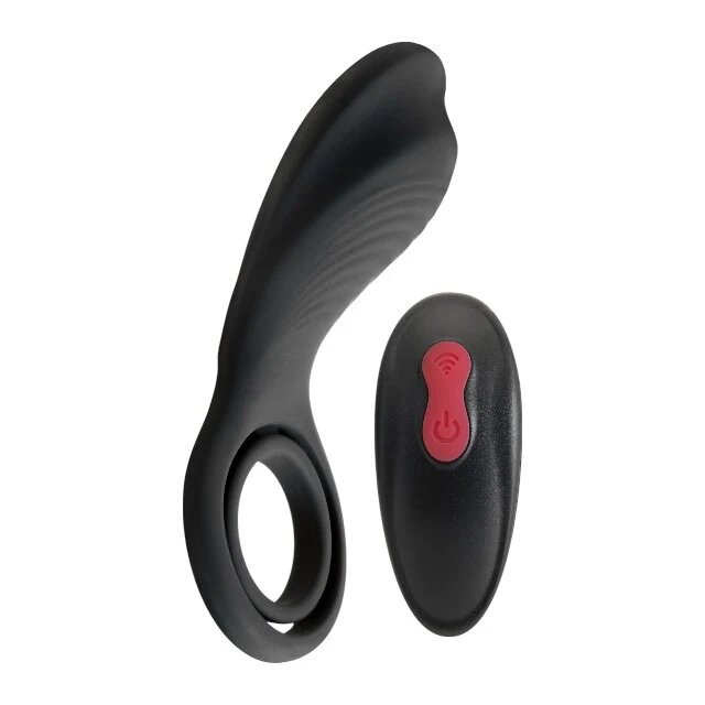 S PLEASURES Inel vibrator pentru penis Remington cu inel pentru testicule control prin telecomandă 9 funcții de vibrație negru