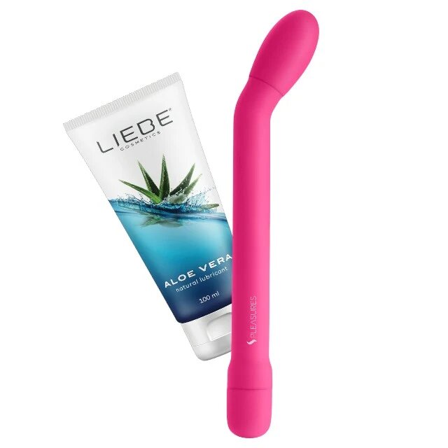S PLEASURES Set Lithea + LIEBE Aloe Vera aparat de masaj cu 10 funcții de vibrație + lubrifiant pe bază de apă cu aloe vera (roz)