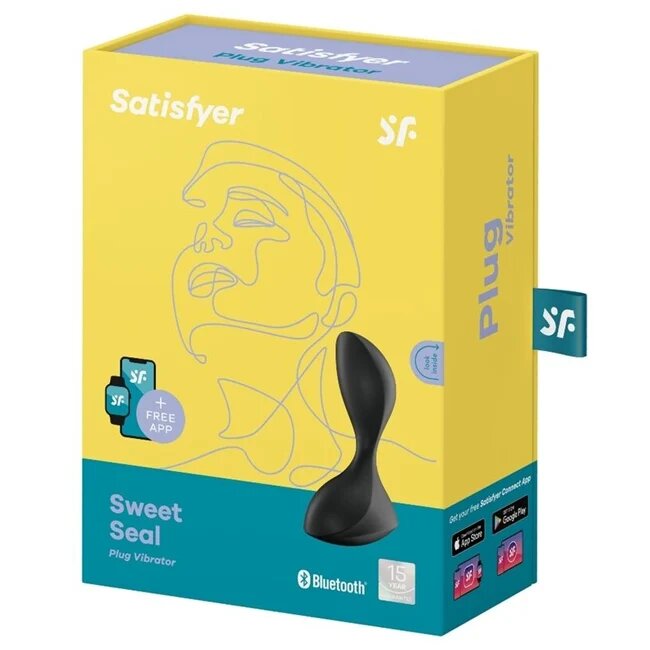 Satisfyer Plug anal vibrator Sweet Seal control prin aplicatie vibratii personalizate rezistent la apa IPX7 negru