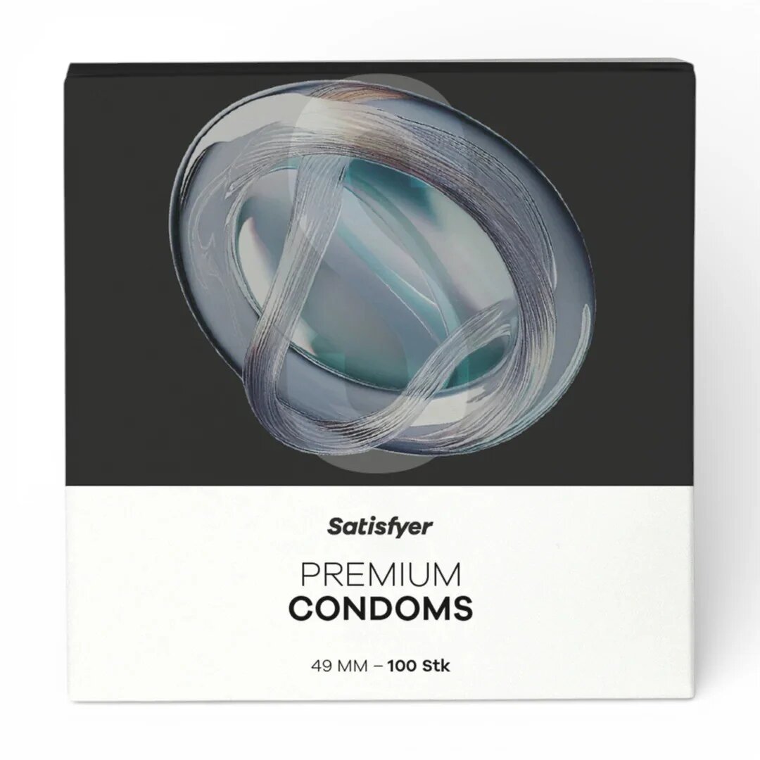 Satisfyer Prezervative Premium Condoms S din latex lubrifiate design modern diametru 49 mm 100 bucăți