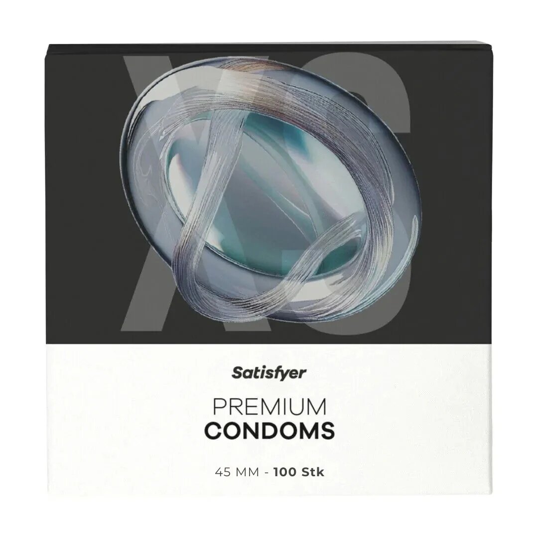 Satisfyer Prezervative Premium Condoms XS din latex lubrifiate design modern diametru 45 mm 100 bucăți