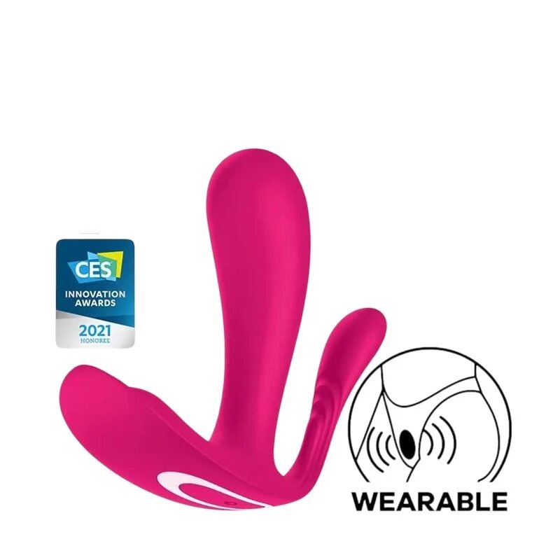 Satisfyer Vibrator cu dubla prenetrare - Top Secret control prin aplicatiepentru stimularea punctului G si anal roz