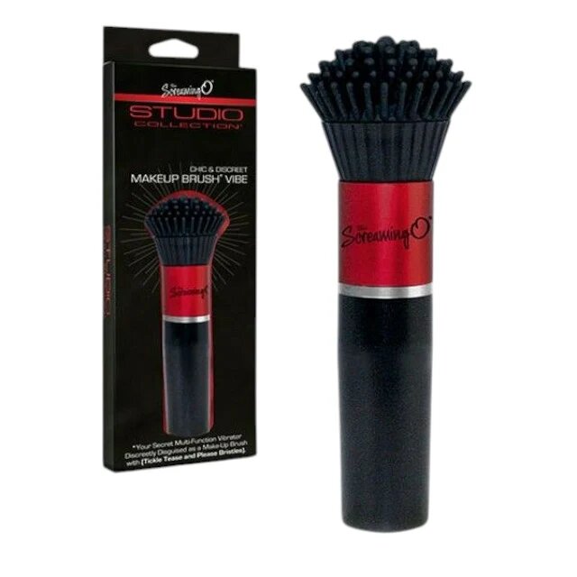 SCREAMING O Aparat de masaj Makeup Brush Vibe în formă de pensulă pentru clitoris și zone erogene 4 viteze negru cu roșu
