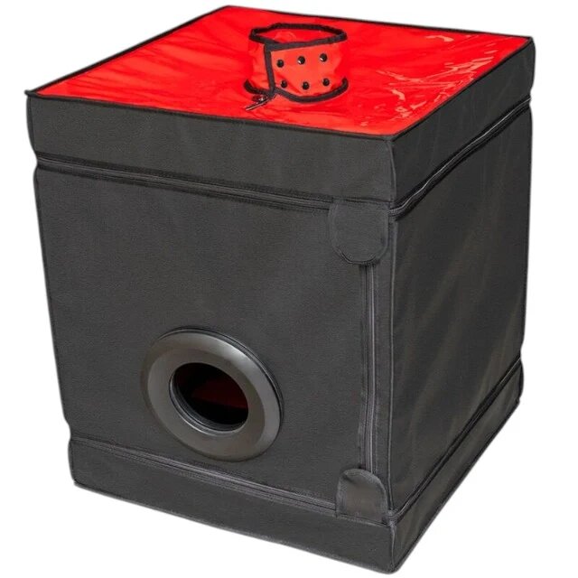 SECRET DOME Cabină de sex Bukkake Black & Red mobilier pentru jocuri erotice BDSM cu saltea și cătușe negru cu roșu