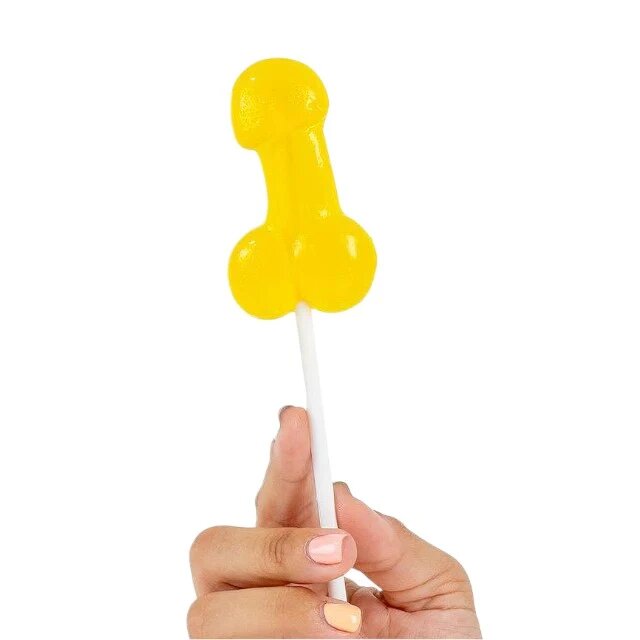 Secret Play Acadea în formă de penis DRINK ME cu gust de cocktail Piña Colada perfect ca un cadou sexy și amuzant culoare galben (9977P)