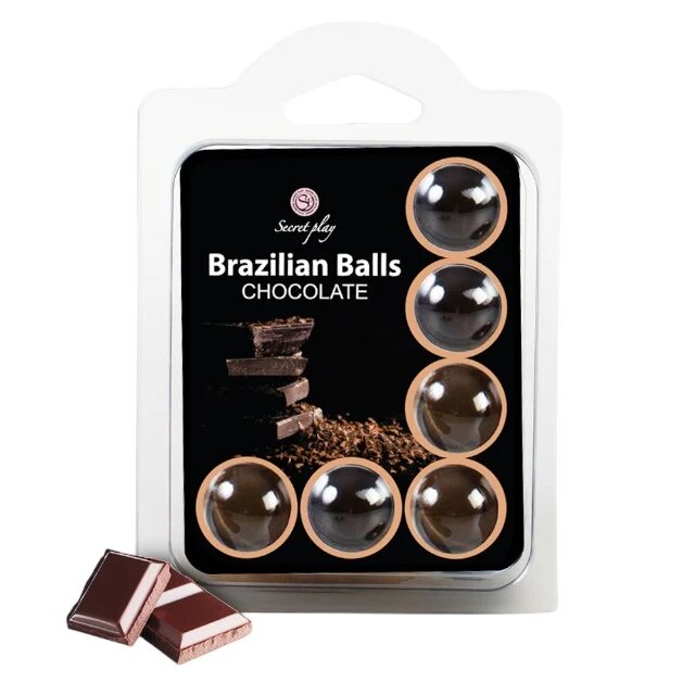 Secret Play Bile cu ulei de masaj Brazilian Balls Chocolate cu vitamina E aromă de ciocolată 6 bucăți