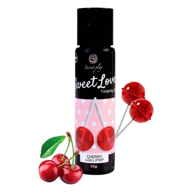 Secret Play Gel intim comestibil Sweet Love - Cherry Lollypop cu aromă de acadea cu cireșe 55 gr