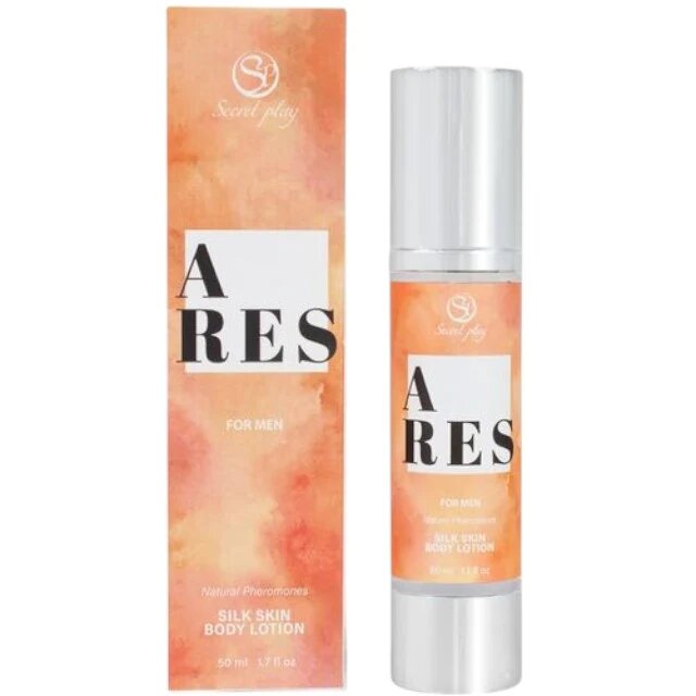 Secret Play Loțiune pentru bărbați ARES Silky Skin pentru corp păr și masaj cu feromoni note citrice și lemnoase 50 ml