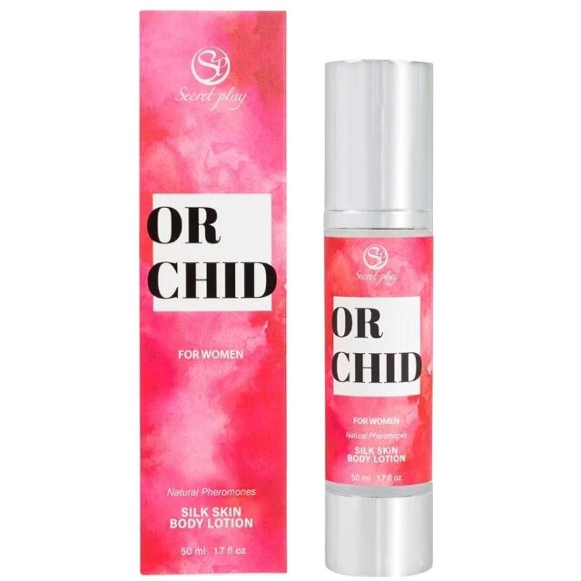 Secret Play Loțiune pentru femei ORCHID Silky Skin pentru corp păr și masaj cu feromoni note de bergamotă și orhidee 50 ml