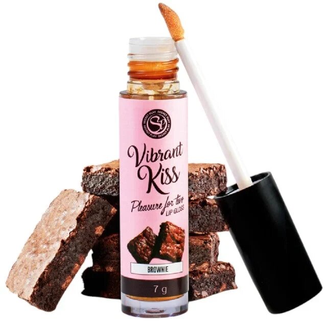 Secret Play Luciu de buze pentru sex oral cu efect de vibratie cu aroma brownie 7 gr