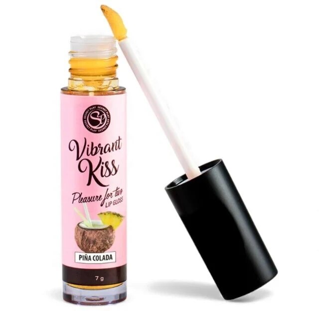 Secret Play Luciu de buze pentru sex oral Lip Gloss Vibrant Kiss cu efect de vibrație aromă Pina Colada 7 gr