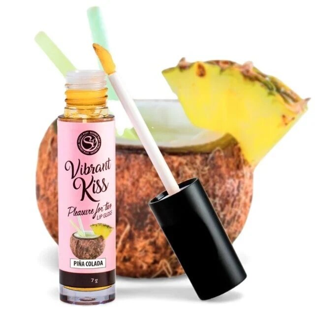 Secret Play Luciu de buze pentru sex oral Lip Gloss Vibrant Kiss cu efect de vibrație aromă Pina Colada 7 gr