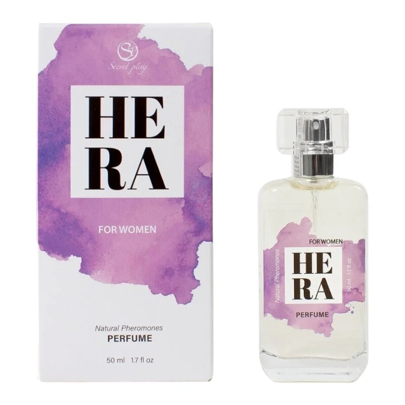 Secret Play Parfum cu feromoni HERA cu note de vanilie neagră pară și gardenie albă pentru femei mov 50 ml