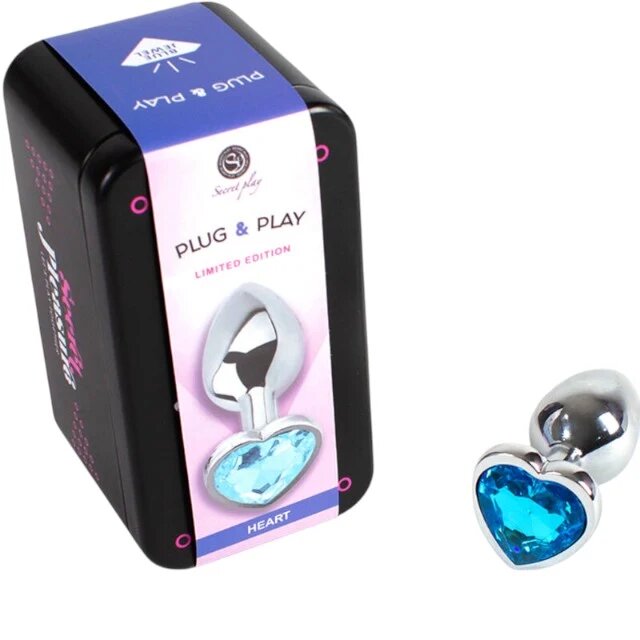 Secret Play Plug anal – Blue Heart din aluminiu ultra-neted 7 cm