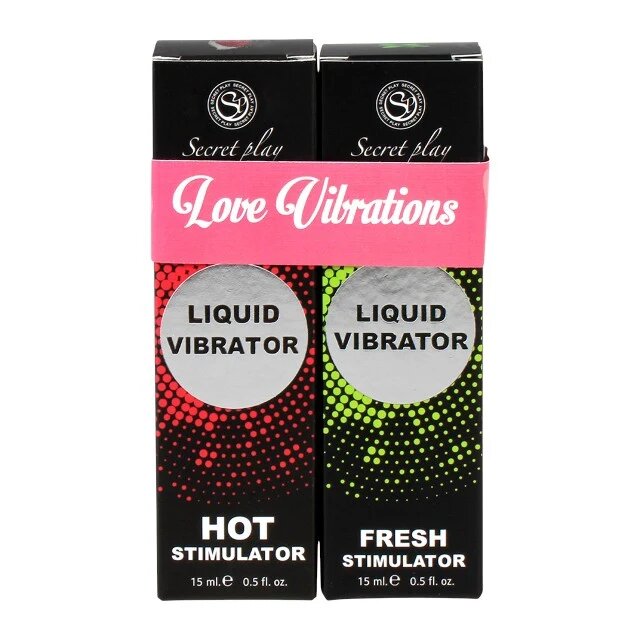 Secret Play Set geluri Love Vibrations unisex pentru intensificarea orgasmului cu efecte de răcire și încălzire 2 x 15 ml