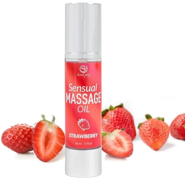 Secret Play Ulei de masaj Sensual Massage Oil - Strawberry cu efect hidratant aromă de căpșuni 50 ml