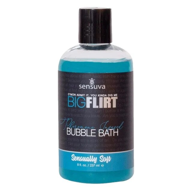 SENSUVA Spumant de baie cu feromoni unisex Big Flirt SENSUALLY SOFT îmbogățit cu uleiuri esențiale 237 ml albastru