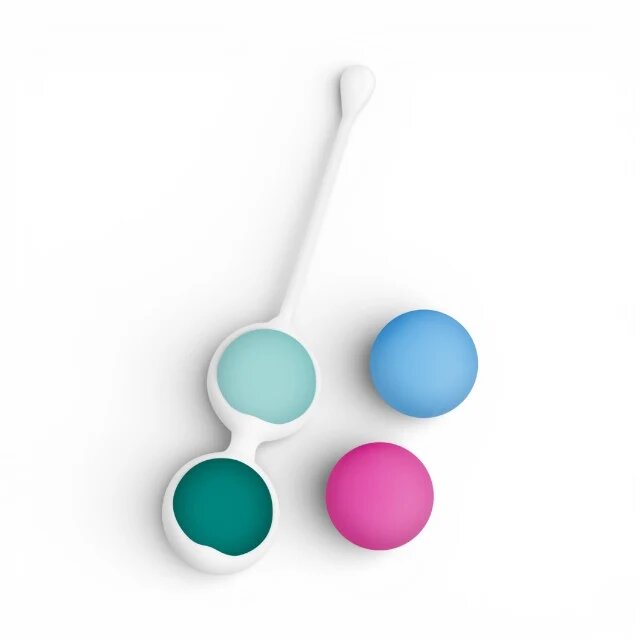  Set bile kegel HAPPY LOKY Kegel Beads 4 bile cu greutăți progresive din silicon medical 15 x 25 x 35 x 55 g multicolore