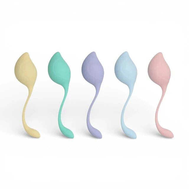  Set bile kegel LOVELINE Pelvic Stem Kegel Kit 5 bile cu mărimi progresive din silicon fin rezistente la apă multicolore