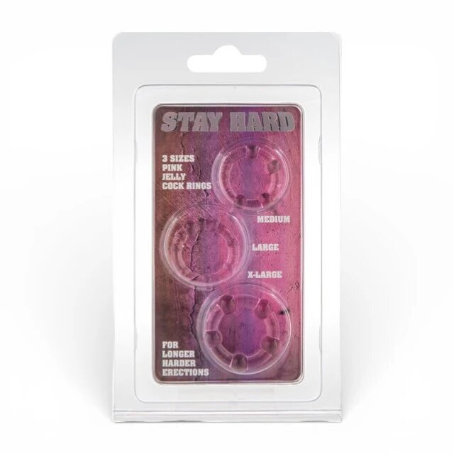 Seven Creations Set inele pentru penis Stay Hard 3 inele din silicon moale diametru 21 x 23 x 24 mm culoare roz
