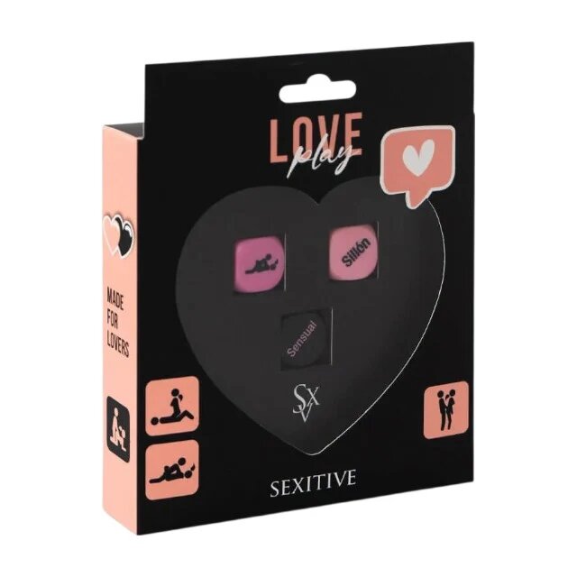 SEXITIVE Joc erotic pentru cupluri Love Play include 3 zaruri cu poziții sexuale locații și ritm (instrucțiuni în limba spaniolă)