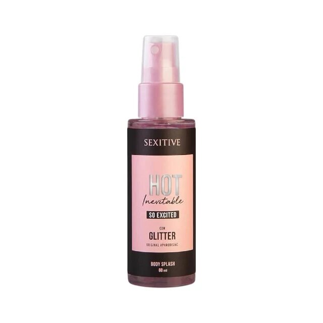 SEXITIVE Spray cu feromoni pentru corp So Excited Glitter pentru femei cu sclipici note de flori de portocal cafea și vanilie 60 ml