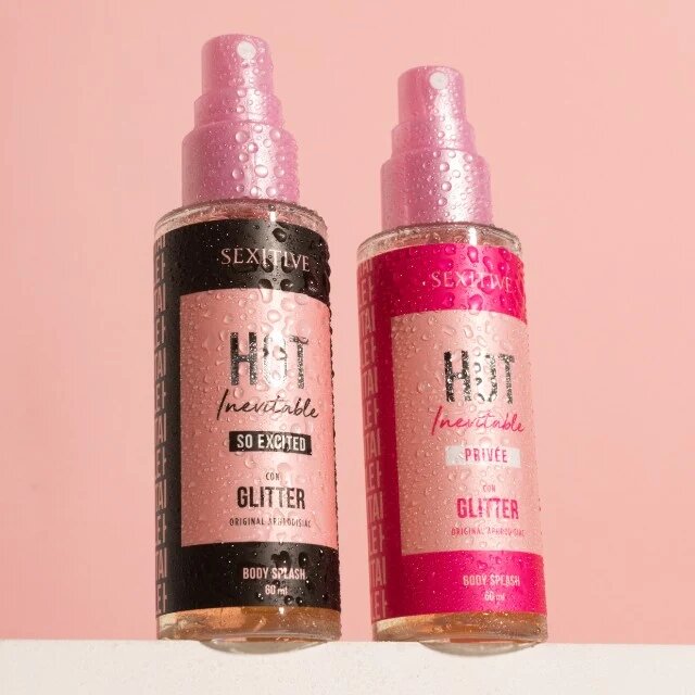 SEXITIVE Spray cu feromoni pentru corp So Excited Glitter pentru femei cu sclipici note de flori de portocal cafea și vanilie 60 ml