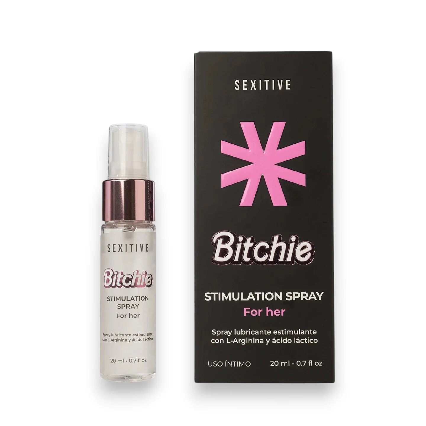 SEXITIVE Spray intim Bitchie ajută la stimularea zonelor intime cu efect de încălzire conține acid lactic 20 ml