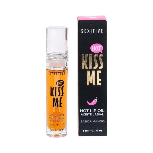 SEXITIVE Ulei de buze Kiss Me Hot Lip Oil pentru sex oral cu ardei iute efect de încălzire și furnicături aromă de mango 3 ml