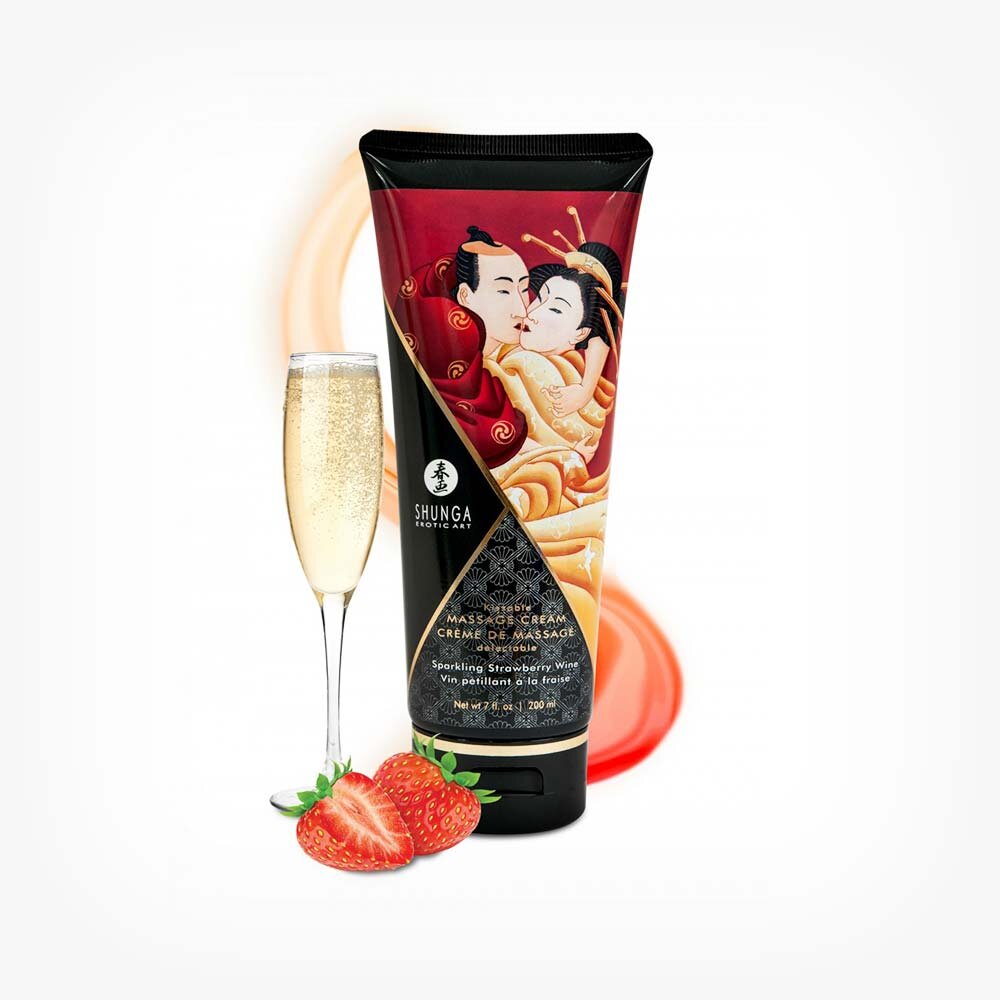 SHUNGA Crema de masaj cu aroma de vin spumant de capsuni 200 ml