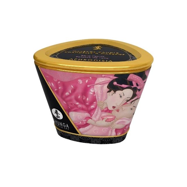 SHUNGA Lumânare pentru masaj Aphrodisia - Rose Petals cu uleiuri 100% naturale cu aromă de trandafir 170 ml