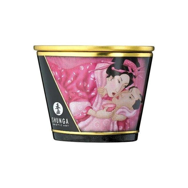 SHUNGA Lumânare pentru masaj Aphrodisia - Rose Petals cu uleiuri 100% naturale cu aromă de trandafir 170 ml