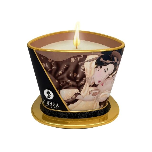 SHUNGA Lumânare pentru masaj Excitation - Intoxicating Chocolate cu uleiuri 100% naturale cu aromă de ciocolată 170 ml