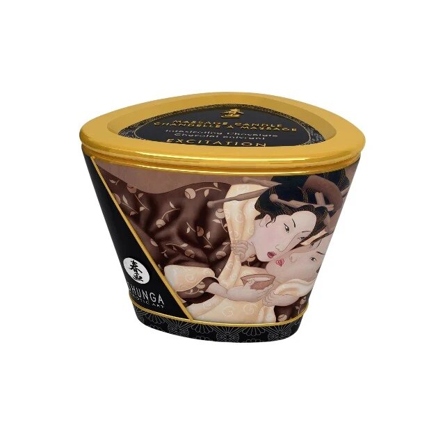 SHUNGA Lumânare pentru masaj Excitation - Intoxicating Chocolate cu uleiuri 100% naturale cu aromă de ciocolată 170 ml