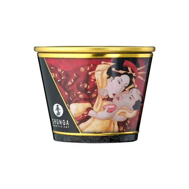 SHUNGA Lumânare pentru masaj Romance - Sparkling Strawberry Wine cu aromă de vin spumant cu căpșuni 170 ml