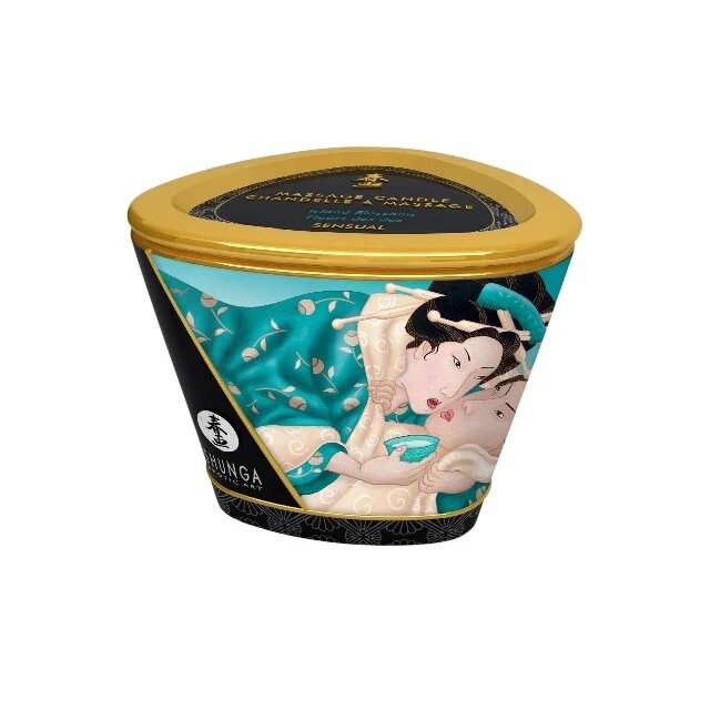 SHUNGA Lumânare pentru masaj Sensual - Island Blossoms cu uleiuri 100% naturale cu aromă de flori exotice 170 ml