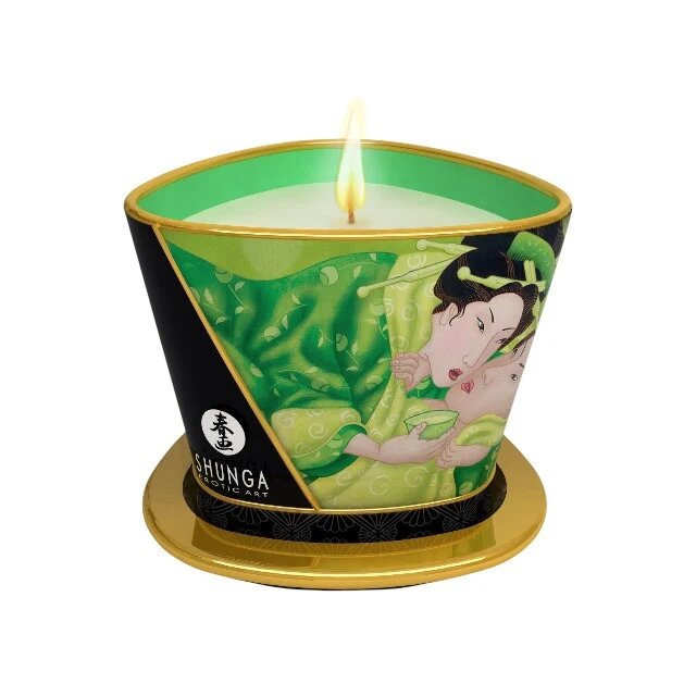 SHUNGA Lumânare pentru masaj Zenitude - Exotic Green Tea cu uleiuri 100% naturale cu aromă de ceai verde 170 ml