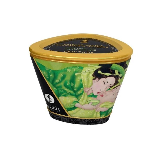 SHUNGA Lumânare pentru masaj Zenitude - Exotic Green Tea cu uleiuri 100% naturale cu aromă de ceai verde 170 ml