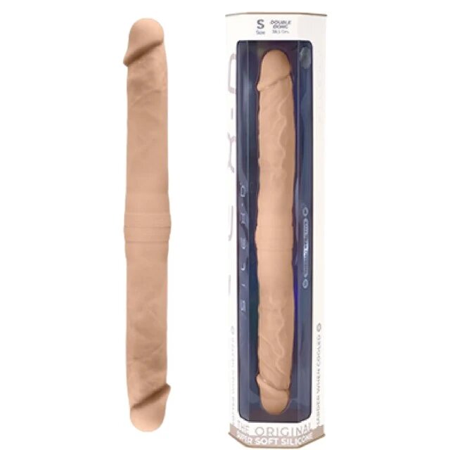 Silexd Dildo dublu SILEX-D Double Dong S Size pentru dublă penetrare reactiv la căldură lungime 38.5 cm culoarea pielii