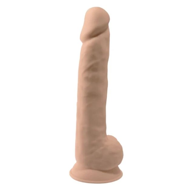 Silexd Dildo SILEX-D 15” Model 1 design realist cu testicule reactiv la căldură bază cu ventuză lungime 38 cm culoarea pielii