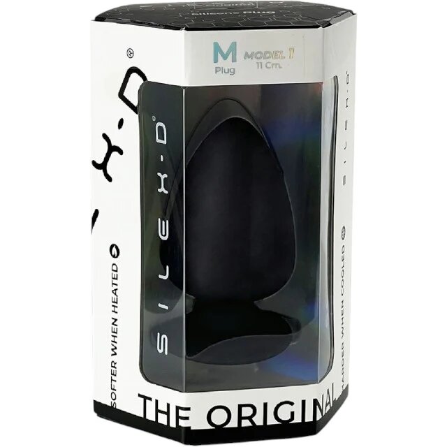 Silexd Plug anal SILEX-D M Plug Model 1 din silicon premium reactiv la căldură lungime 11 cm diametru 6.2 cm negru (mărime M)