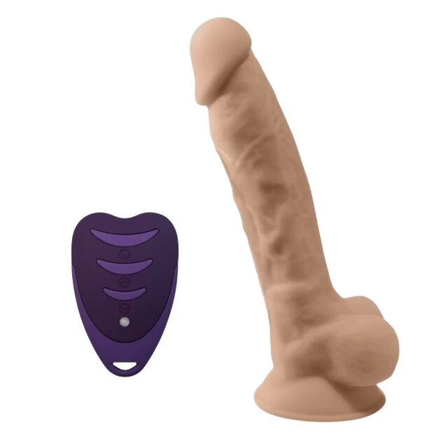 Silexd Vibrator SILEX-D 8” Model 1 realist cu testicule control prin telecomandă 10 funcții de vibrații 20 cm culoarea pielii