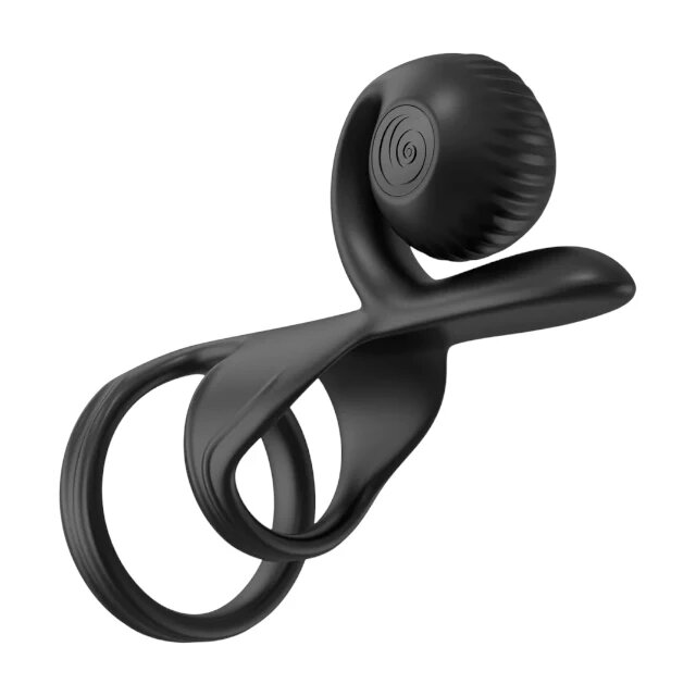 SNAIL VIBE Inel dublu pentru penis Jovi Dual Couples cu telecomandă 2 motoare 5 funcții de vibrație culoare negru