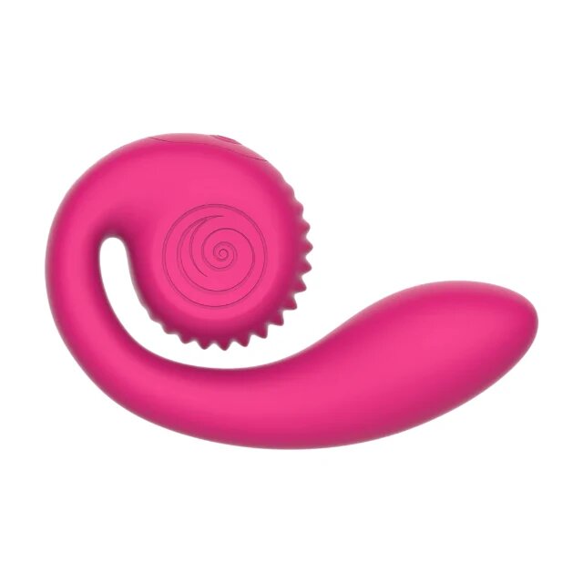SNAIL VIBE Vibrator dublu Gizi Lite Dual G-spot cu stimulator clitoris curbat 5 funcții de vibrație rezistent la apă roz