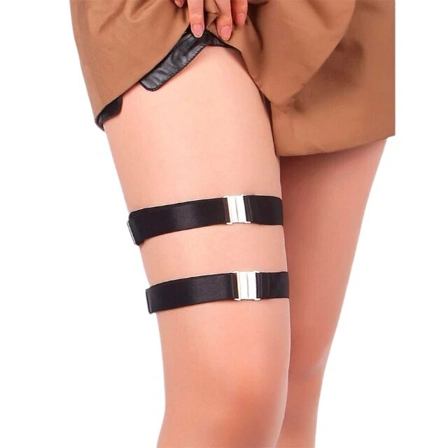 Subblime Jartiere Adjustable Buckles ajustabile cu catarame argintii din piele artificială culoare negru (957476)