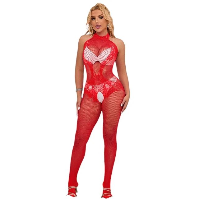 Subblime Lenjerie bodystocking - Crotchless model 952372 tip plasa rosu marime universala