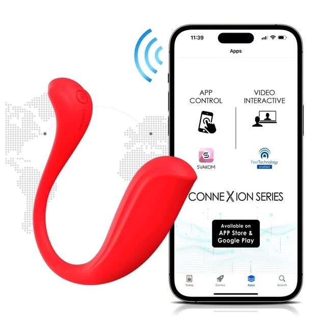 SVAKOM Vibrator dublu Phoenix Neo 2 cu control prin aplicație 11 funcții de vibrație funcție interactivă cu camera web roșu